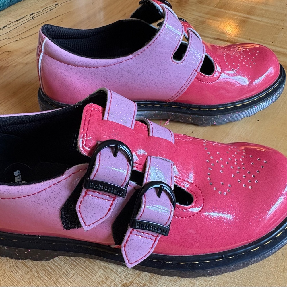 Dr. Martens Pink Kids Dress Shoes size 3 with sparkly Black Soles